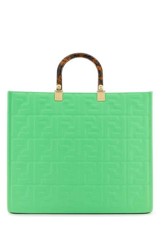 Green leather medium Sunshine shopping bag FENDI (8BH386AMCV)