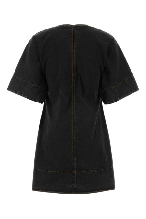 Black stretch cotton mini dress GANNI (W0793)