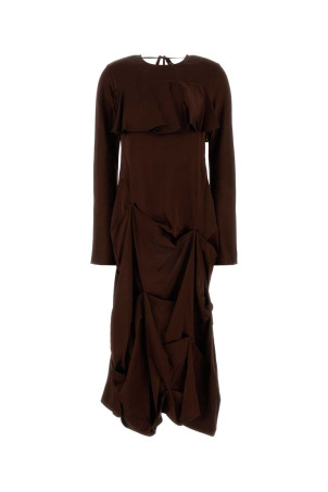 Chocolate satin dress GANNI (W0805)