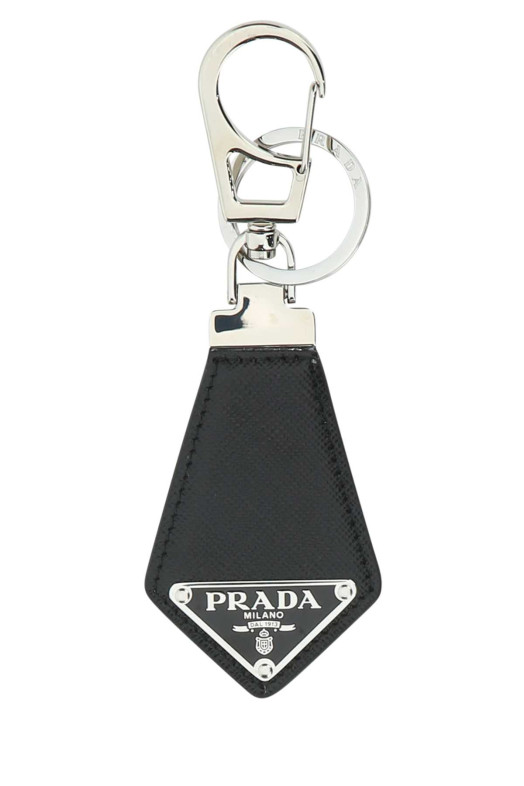 Чорний шкіряний брелок для ключів Black PRADA (2PP041053)