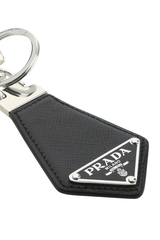 Чорний шкіряний брелок для ключів Black PRADA (2PP041053)