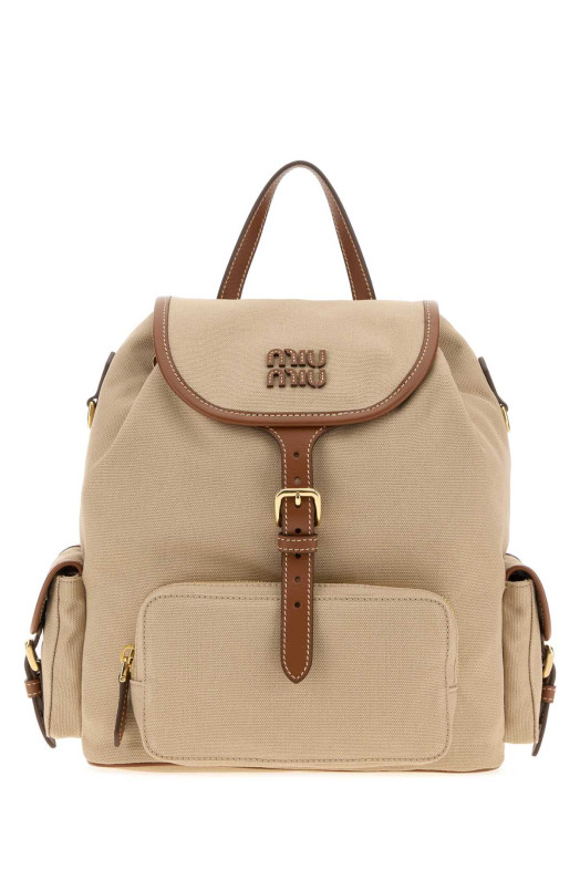 Бежевый рюкзак из канваса MIU MIU (5BZ042VOOM2IBQ)