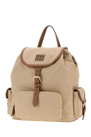 Beige canvas backpack MIU MIU (5BZ042VOOM2IBQ)