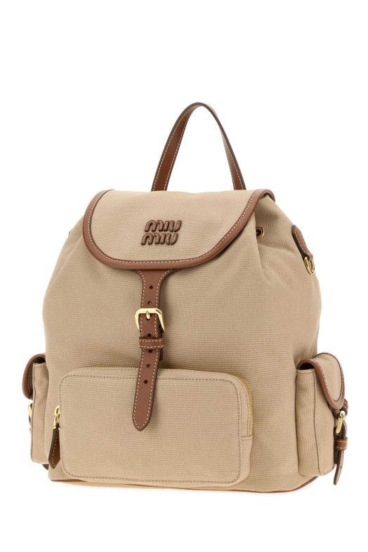 Бежевый рюкзак из канваса MIU MIU (5BZ042VOOM2IBQ)
