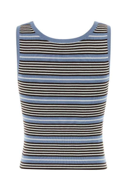 Embroidered cotton blend tank top PRADA (P29C06SOOO19IM)