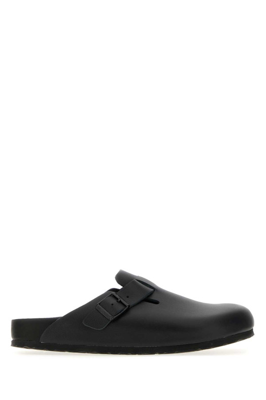 Чорні шкіряні тапочки «Бостон» від BIRKENSTOCK (1026789)