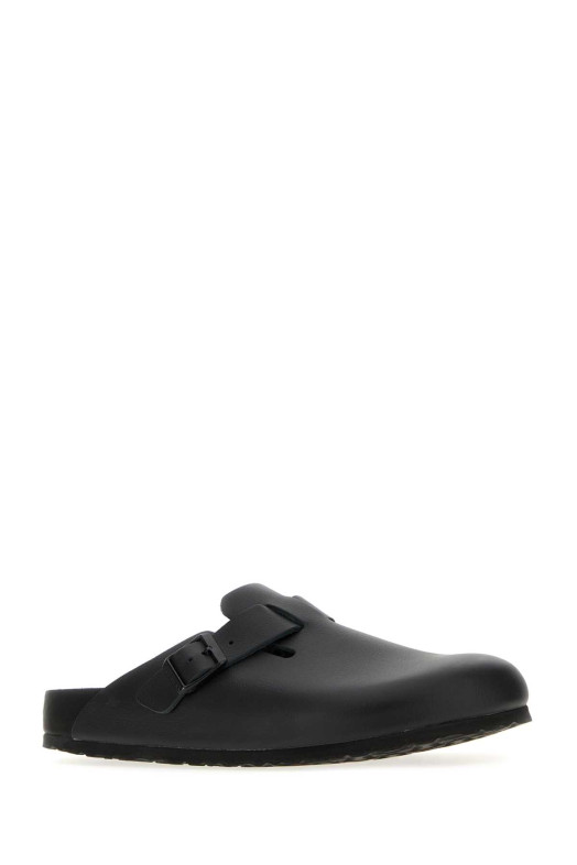 Чорні шкіряні тапочки «Бостон» від BIRKENSTOCK (1026789)