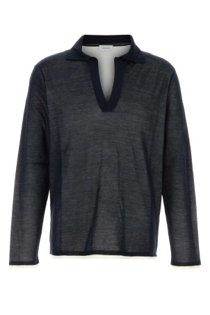 Midnight blue silk polo shirt Blue SALVATORE FERRAGAMO (145399793168)