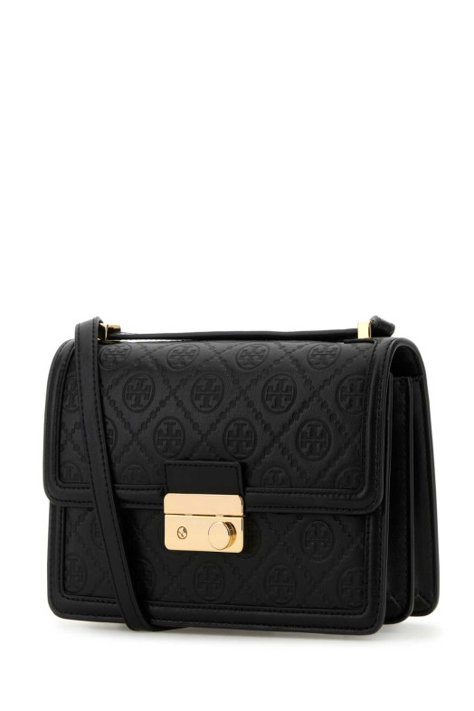 Black leather shoulder bag TORY BURCH (160210)
