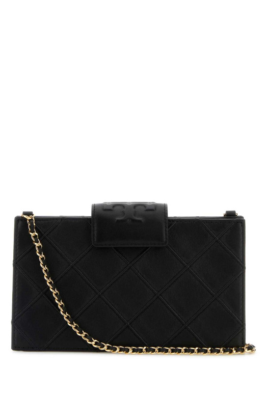 Black leather Fleming crossbody bag TORY BURCH (167250)