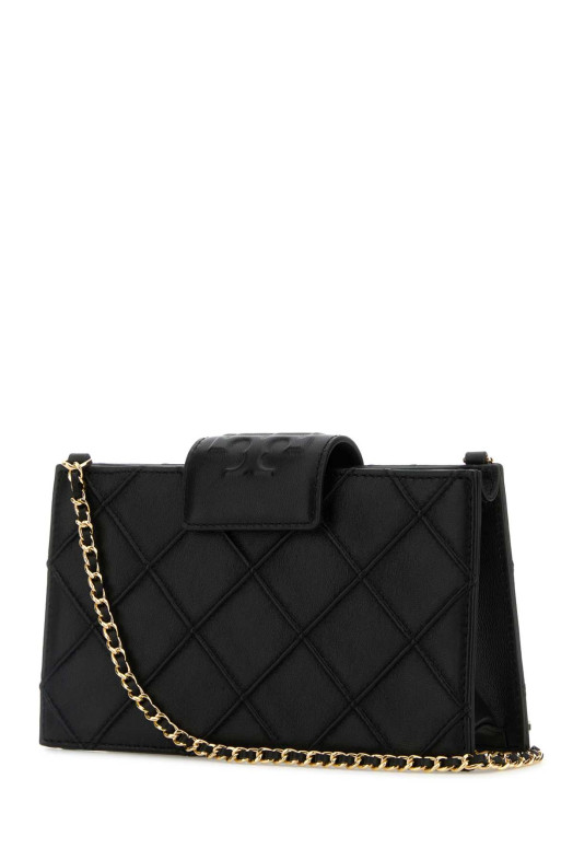 Black leather Fleming crossbody bag TORY BURCH (167250)