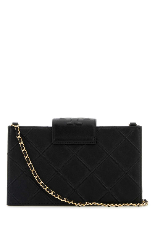 Black leather Fleming crossbody bag TORY BURCH (167250)