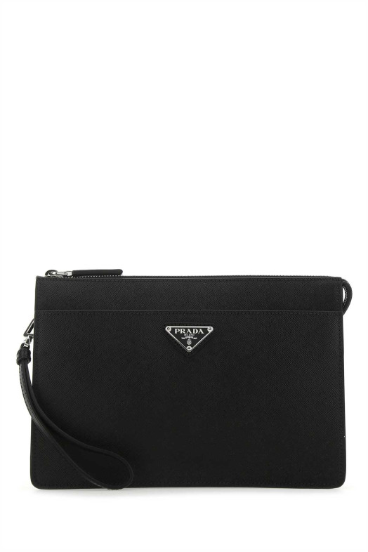 Black leather clutch Black PRADA (2VF032VOOI9Z2)