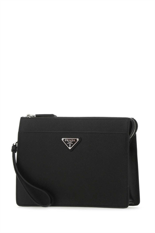 Black leather clutch Black PRADA (2VF032VOOI9Z2)