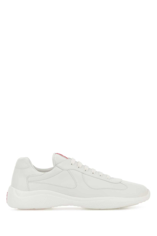 Кроссовки из белой кожи наппа, черные, PRADA (4E3400FG000038)