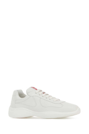 White nappa leather sneakers Black PRADA (4E3400FG000038)