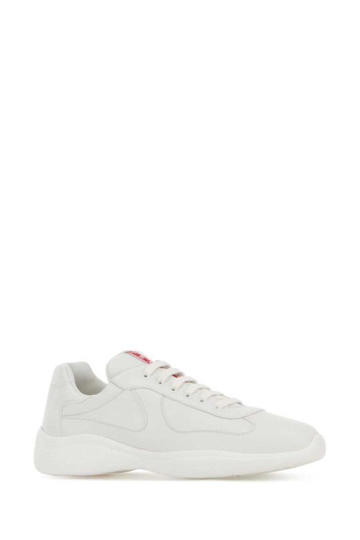 Кроссовки из белой кожи наппа, черные, PRADA (4E3400FG000038)