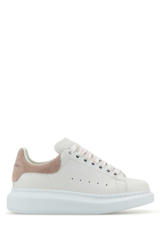 White leather sneakers with powder pink suede heel ALEXANDER MCQUEEN (553770WIEF1)