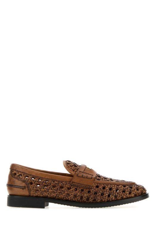 Коричневі шкіряні лофери MIU MIU (5D683EF0153ZN7)