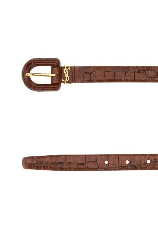 Коричневий шкіряний ремінь SAINT LAURENT (848841AAF9L)