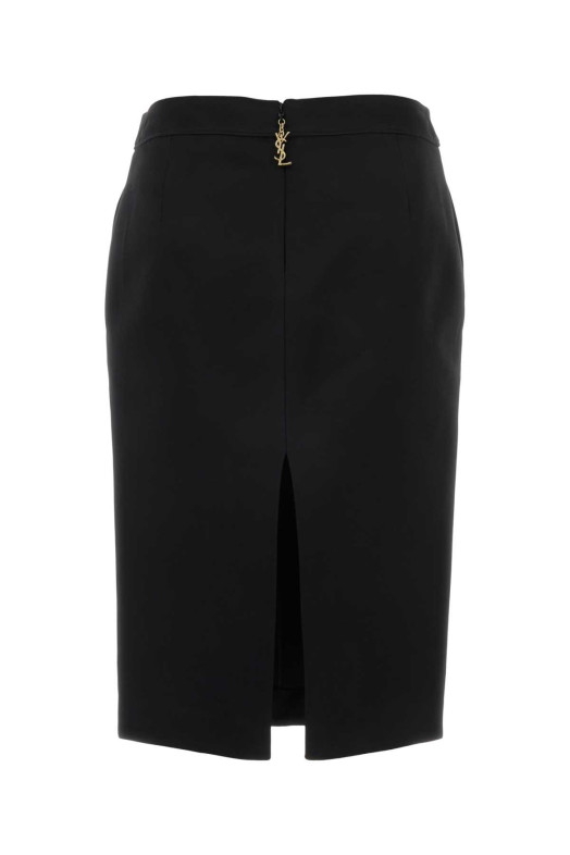 Чорна атласна спідниця Black SAINT LAURENT (863981Y1K44)