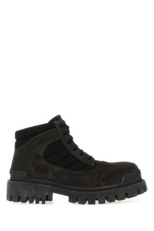 Slate suede and canvas Combat ankle boots BALENCIAGA (867708WCB45)