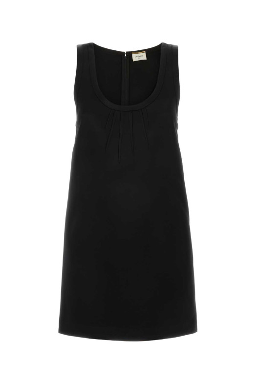 Чорне атласне міні-плаття SAINT LAURENT (870784Y1K44)