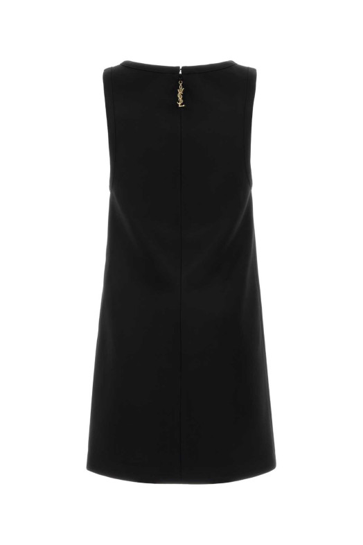 Чорне атласне міні-плаття SAINT LAURENT (870784Y1K44)