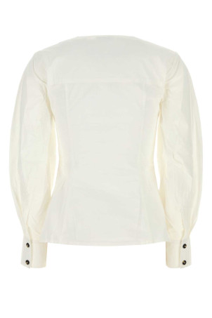 White stretch cotton shirt Blue GANNI (A1040353)