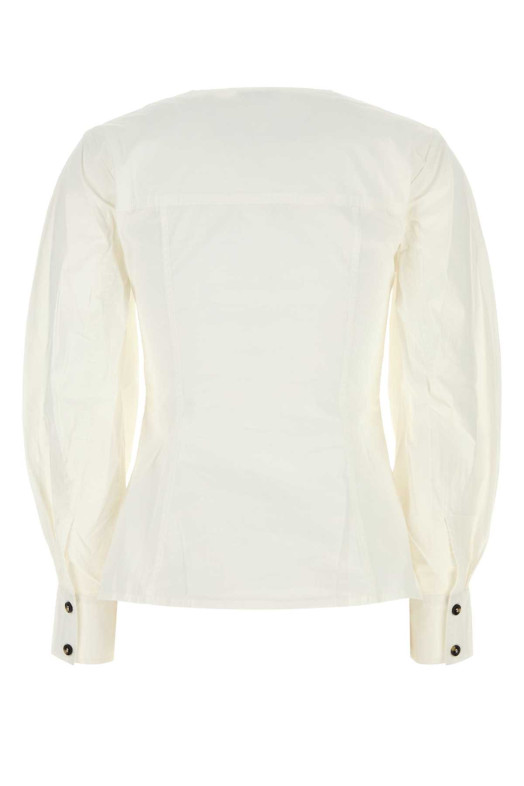 White stretch cotton shirt Blue GANNI (A1040353)