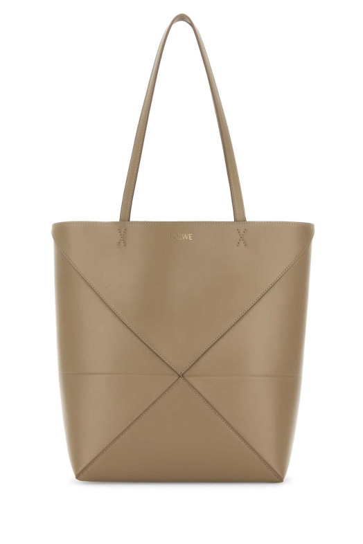 Beige leather medium Puzzle Fold shopping bag Brown LOEWE (A657G50X01)