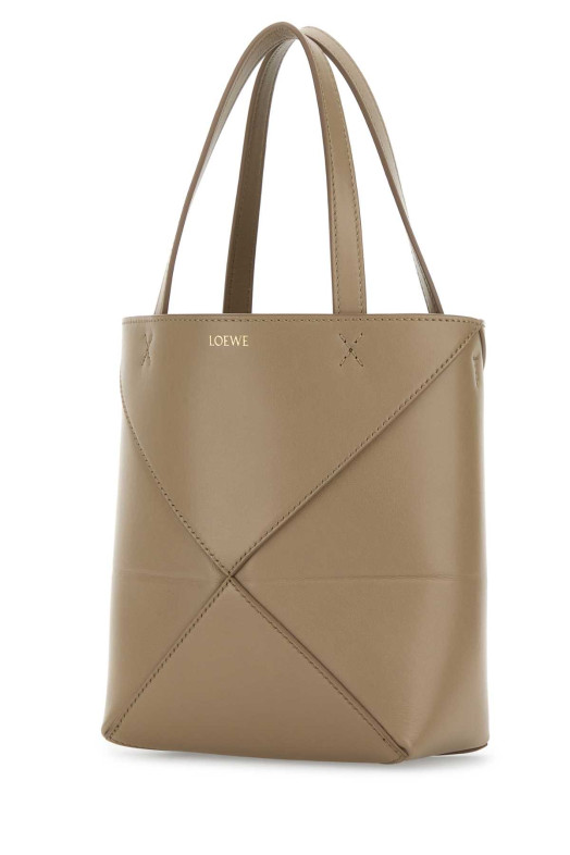 Beige leather mini Puzzle Fold handbag Brown LOEWE (A657V25X01)