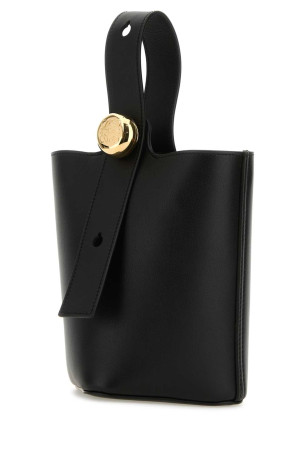 Black leather mini Pebble bucket bag Black LOEWE (AANBBBMX01)
