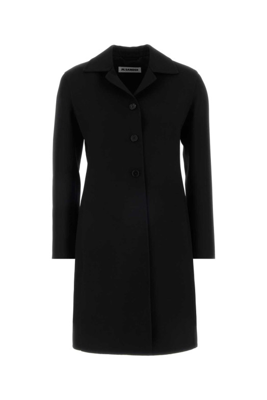 Чорне пальто з твілу JIL SANDER (J03AA0212J40326)