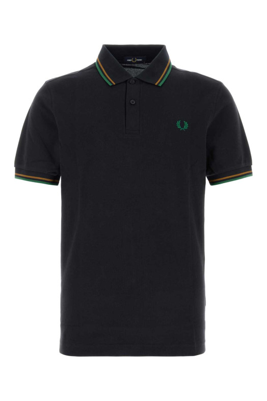 Полуприталена сорочка-поло з піке темно-синього кольору FRED PERRY (M3600P)