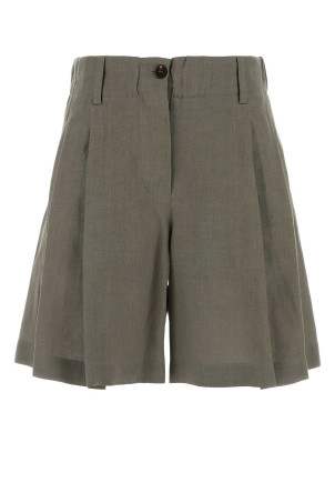 Sage green linen shorts BRUNELLO CUCINELLI (MA698DV499)