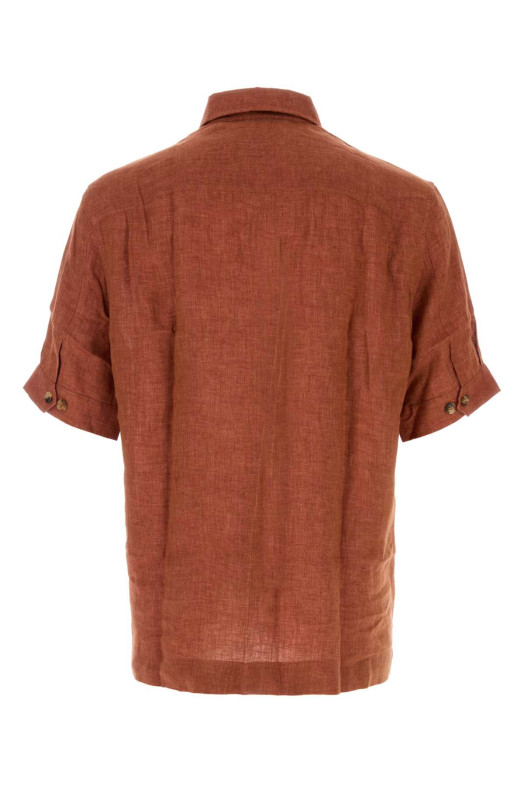 Сорочка з льону кольору цегли BRUNELLO CUCINELLI (MF6300619)