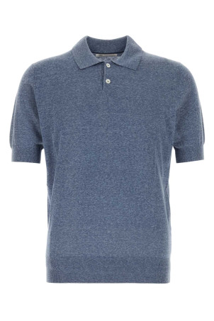 Air Force blue linen blend polo shirt BRUNELLO CUCINELLI (MSL806105)