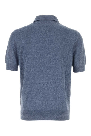 Air Force blue linen blend polo shirt BRUNELLO CUCINELLI (MSL806105)