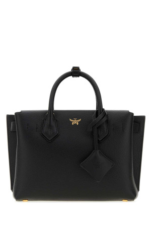 Black leather small Milla handbag Black and white MCM (MWTGSMA02)