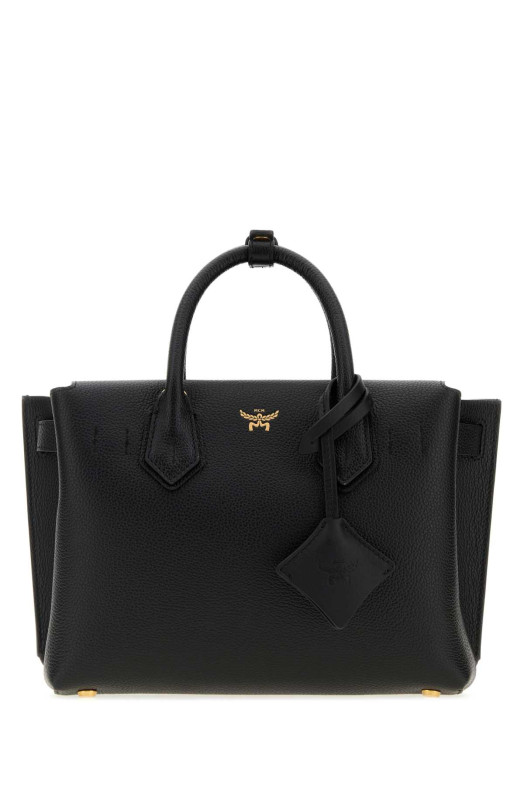 Black leather small Milla handbag Black and white MCM (MWTGSMA02)