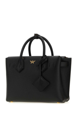 Black leather small Milla handbag Black and white MCM (MWTGSMA02)