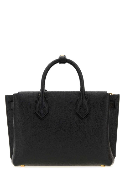 Black leather small Milla handbag Black and white MCM (MWTGSMA02)