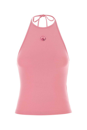 Pink stretch cotton tank top MARINE SERRE (WTO504ACJER0115)