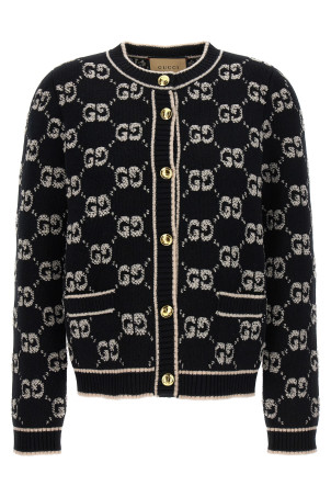 Кардиган с логотипом GG, черно-серый GUCCI 713300XKCNA1289