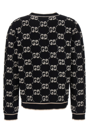 Кардиган с логотипом GG, черно-серый GUCCI 713300XKCNA1289