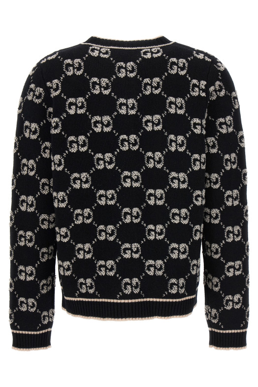 Кардиган с логотипом GG, черно-серый GUCCI 713300XKCNA1289