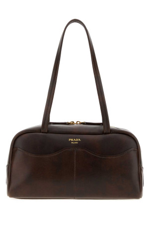 Dark brown leather large Prada Carry shoulder bag PRADA (1BB1652ZQ6)