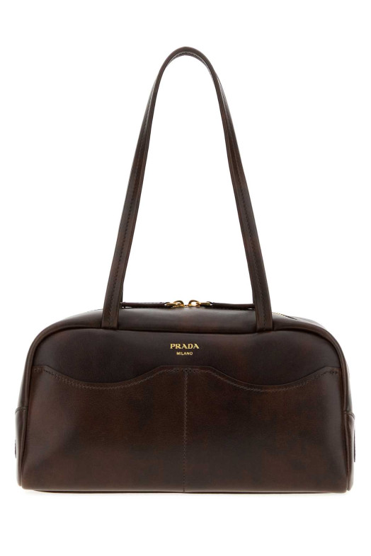 Dark brown leather large Prada Carry shoulder bag PRADA (1BB1652ZQ6)