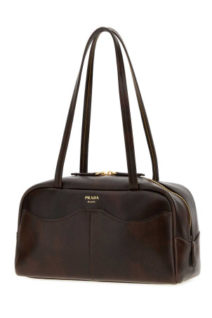 Dark brown leather large Prada Carry shoulder bag PRADA (1BB1652ZQ6)